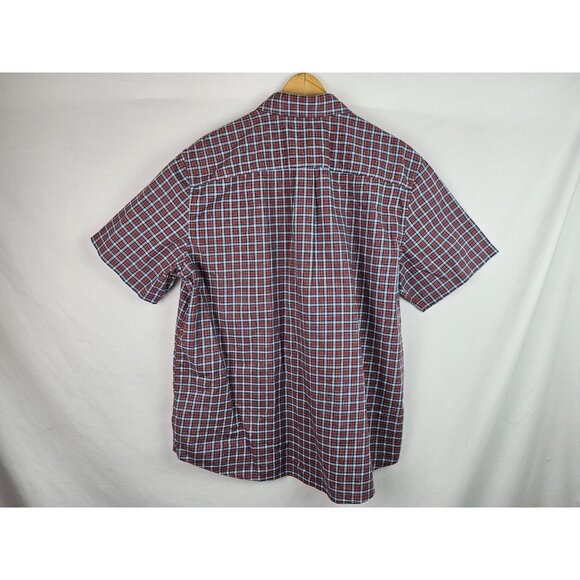 L.L. Bean Mens Shirt Size Large Red Plaid Short Sleeve Button Down Top - Picture 9 of 10